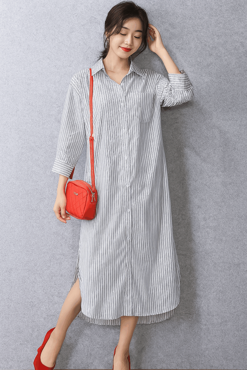 Side slit shirt dress
