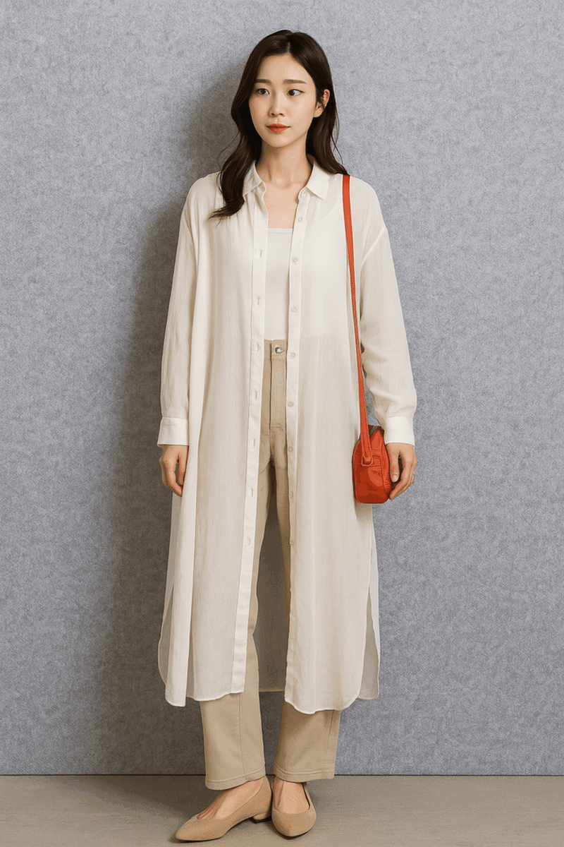 シアー ロング シャツワンピース_YUVENIR STYLE LAB