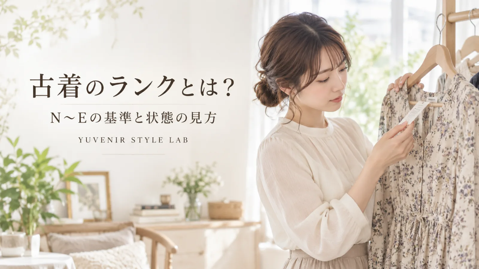 古着のN〜Eランクの基準と状態の見方を解説する記事のアイキャッチ